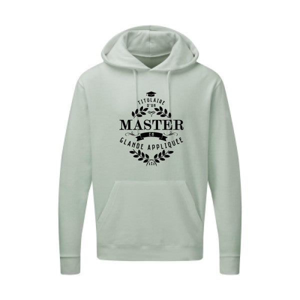 Master en glande appliquée Noir |Sweat capuche imprimé homme