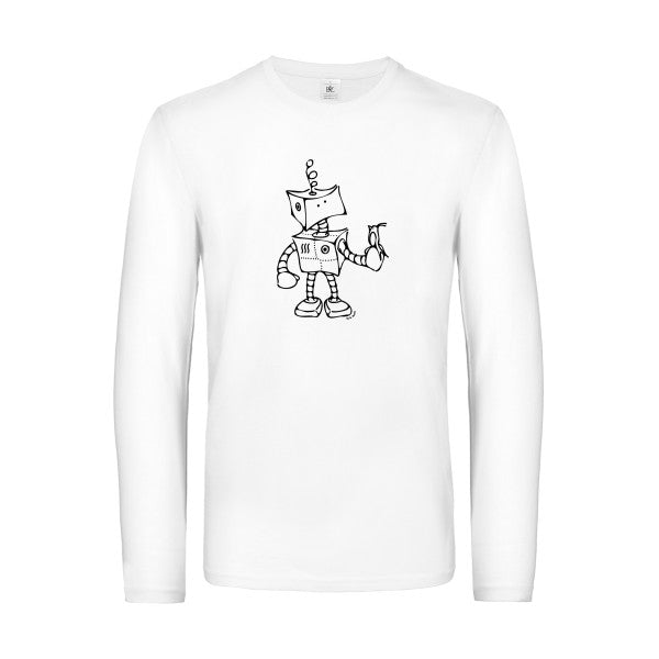 robot & bird - t shirt- manches- longues- original- humour- White impression Face