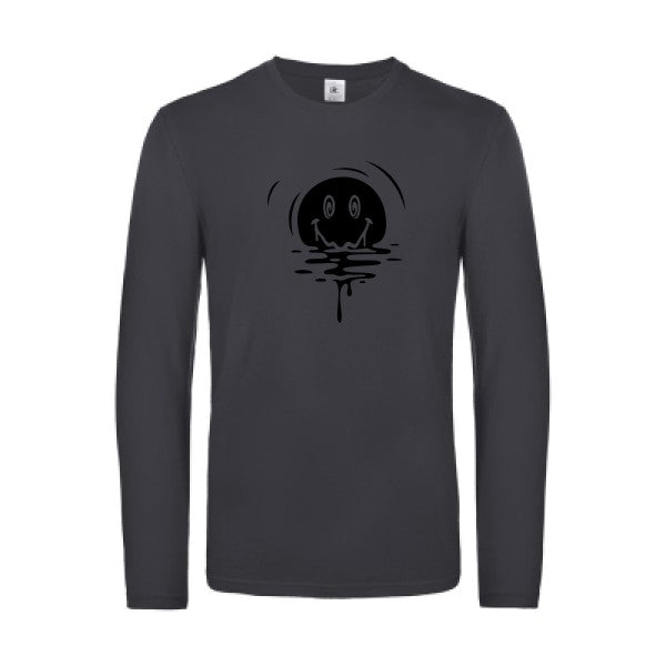 sun smile - t shirt- manches- longues- original- humour- Dark Grey impression Face