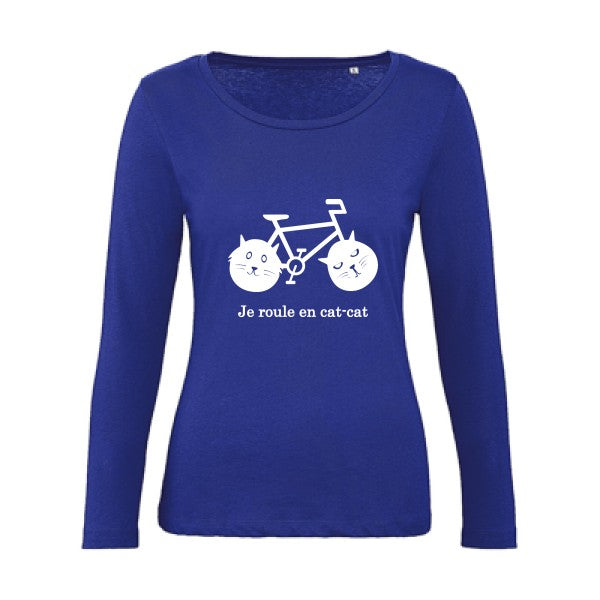 cat-cat bike Blanc |   T shirt manches longues femme|100% bio