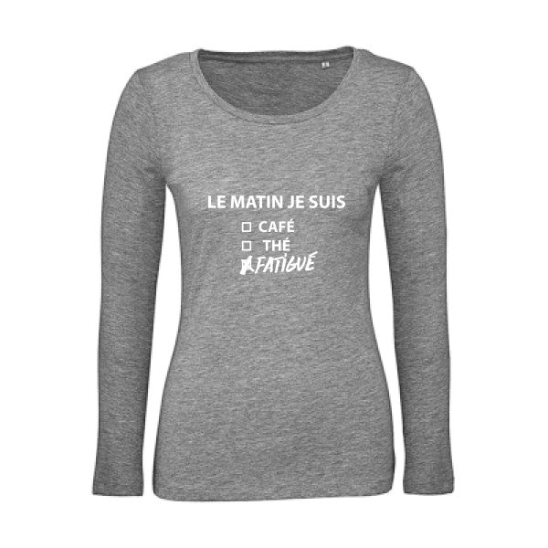 Le matin je suis... Blanc |   T shirt manches longues femme|100% bio