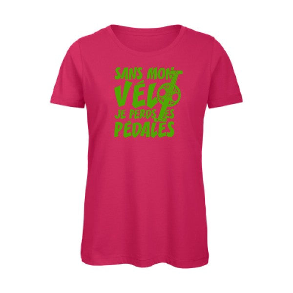 T shirt humour bio femme   femme bio|Sans mon vÃ©lo, je perds les pÃ©dales ! Vert pomme 