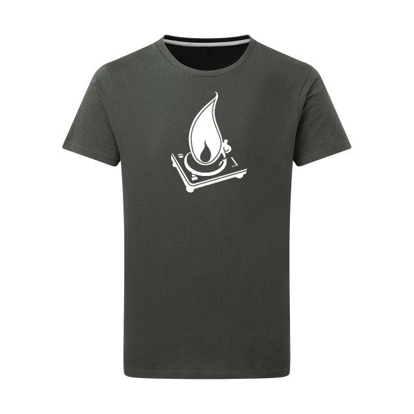 Fumeur de platines -Flex Blanc sur T-shirt SG  Charcoal  5XL