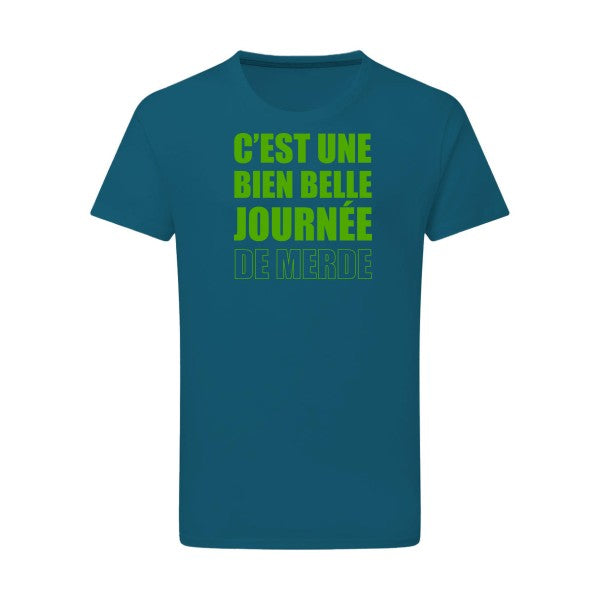 Journée de m... vert pomme -Flex vert pomme sur T-shirt SG  Petrol  2XL