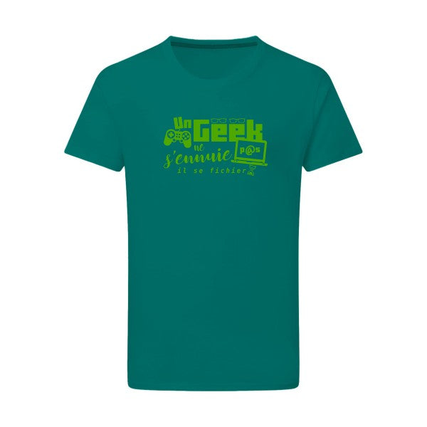 Un geek ne s'ennuie pas - Flex Vert pomme Tshirt original Emerald Green  2XL