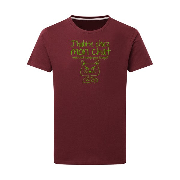 J'habite chez mon chat vert pomme -Flex vert pomme sur T-shirt SG  Burgundy  2XL