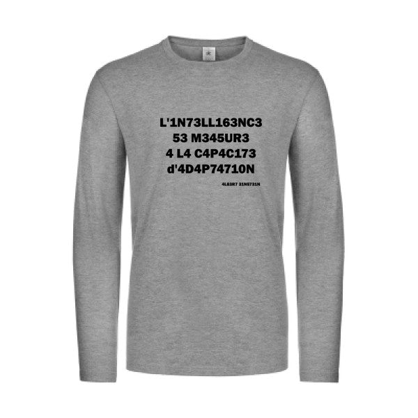 l -intelligence - t shirt- manches- longues- original- humour- Sport Grey impression Face