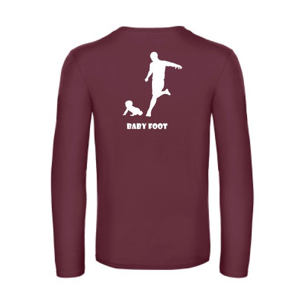 baby foot - t shirt- manches- longues- original- humour- Burgundy impression Dos