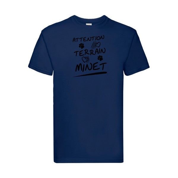 T-shirt|Attention Terrain Minet |Noir  |Fruit of the loom 205  G