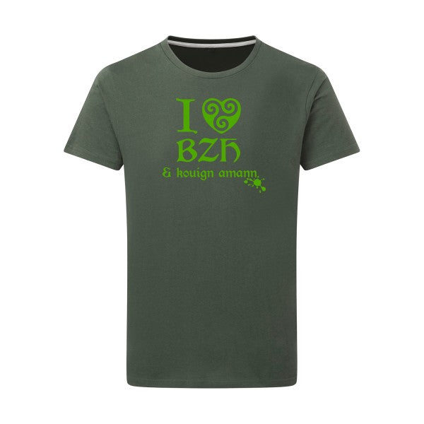 Love BZH & kouign vert pomme -Flex vert pomme sur T-shirt SG  Thyme  2XL