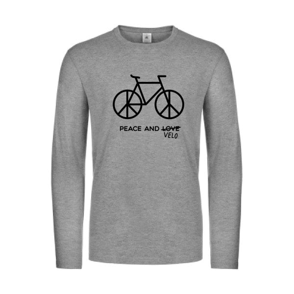 peace and velo - t shirt- manches- longues- original- humour- Sport Grey impression Face