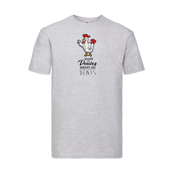 quand les poules auront des dents Fruit of the loom 205 g/m² T-shirt/ heather grey