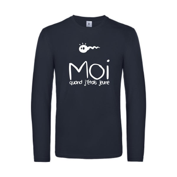 moi quand j etais jeune - t shirt- manches- longues- original- humour- Navy impression Face