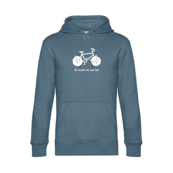 cat-cat-bike sweat shirt original nordic blue flex Blanc impression Face