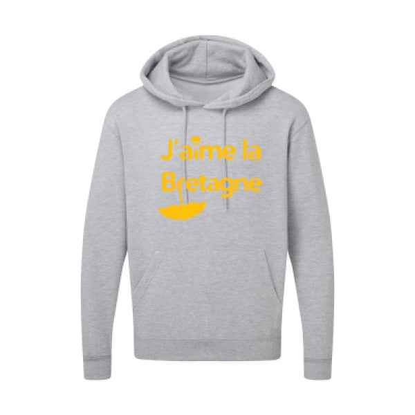 J'aime la Bretagne |Sweat  capuche humoristique jaune Or 