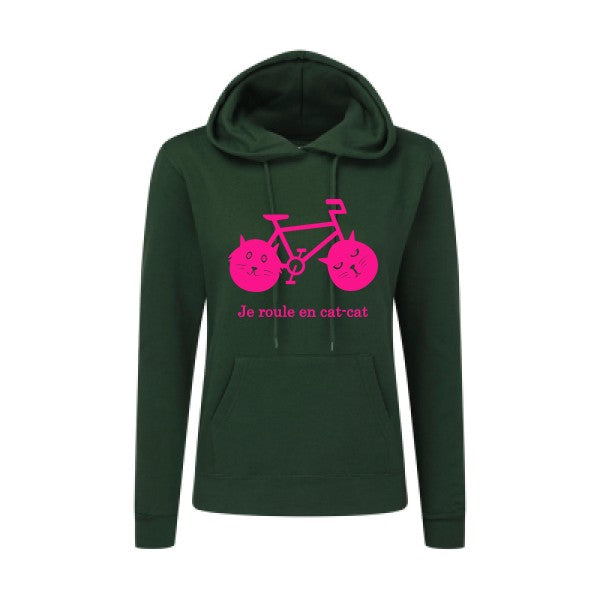 cat-cat bike Rose Fluo |Sweat original à capuche Femme