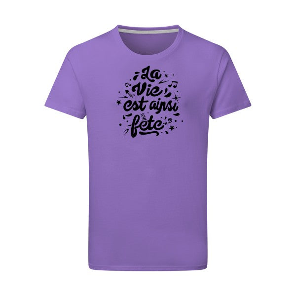 La vie est ainsi fête - Flex noir Tshirt original Aster Purple  2XL