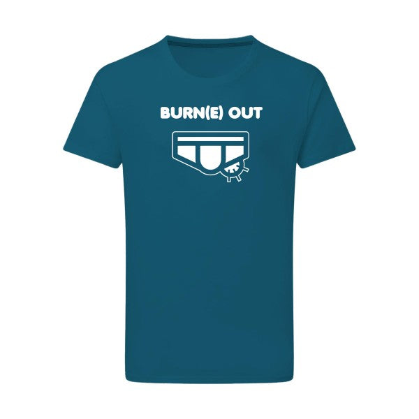 Burn(e) Out Blanc -Flex Blanc sur T-shirt SG  Petrol  2XL