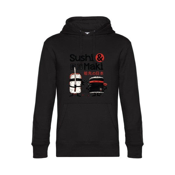 Sushi-et-Maki- Sweat à capuche original Black - RueDuTeeshirt