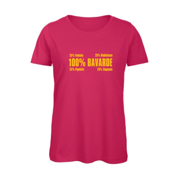 T shirt humour bio femme   femme bio|  Bavarde jaune Or 