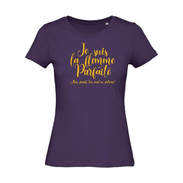 T shirt humour bio femme   femme bio|La flemme parfaite jaune Or 