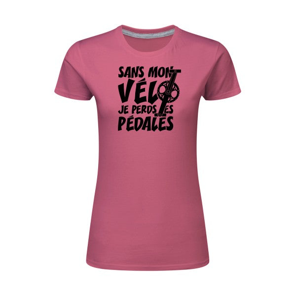 Sans mon vélo, je perds les pédales ! | Noir |T shirt original femme|SG