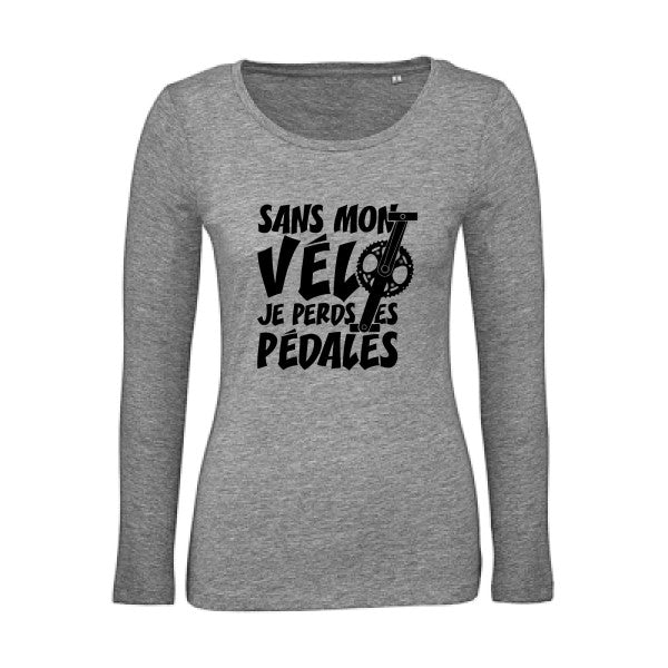 Sans mon vÃ©lo, je perds les pÃ©dales ! Noir |   T shirt manches longues femme|100% bio