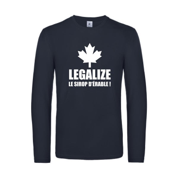legalize le sirop d erable - t shirt- manches- longues- original- humour- Navy impression Face