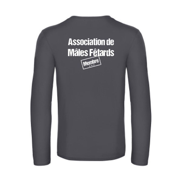 association de males fetards - t shirt- manches- longues- original- humour- Dark Grey impression Dos