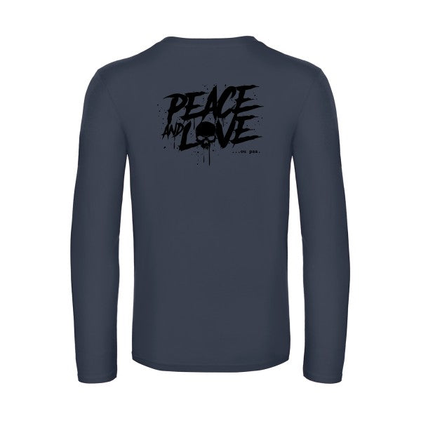 peace or no peace - t shirt- manches- longues- original- humour- Navy impression Dos
