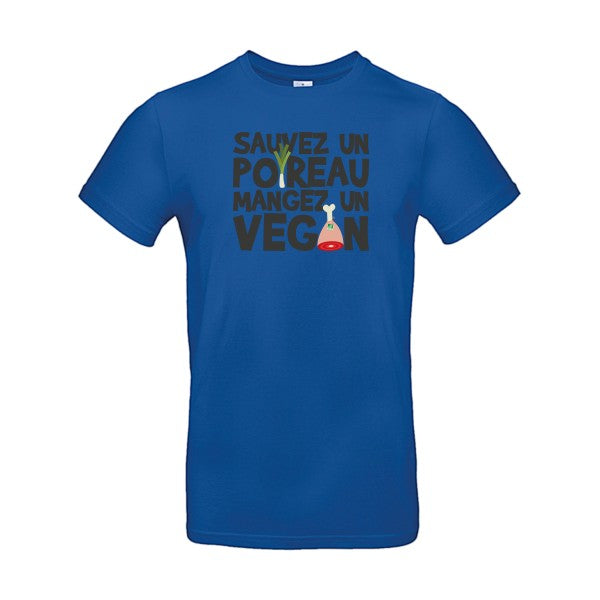 T-shirt humour original Vegan Poireau T Shirt couleur Royal Blue