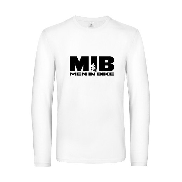men in bike - t shirt- manches- longues- original- humour- White impression Face