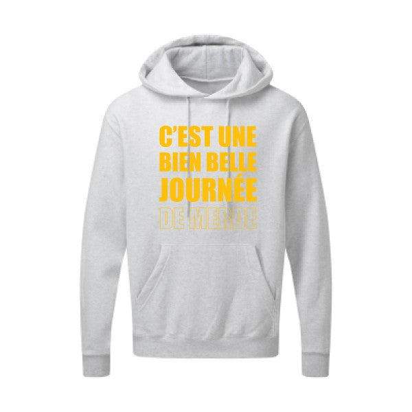 Journée de m... jaune Or |Sweat capuche imprimé homme