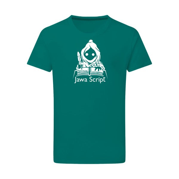 Jawa script Blanc -Flex Blanc sur T-shirt SG  Emerald Green  2XL