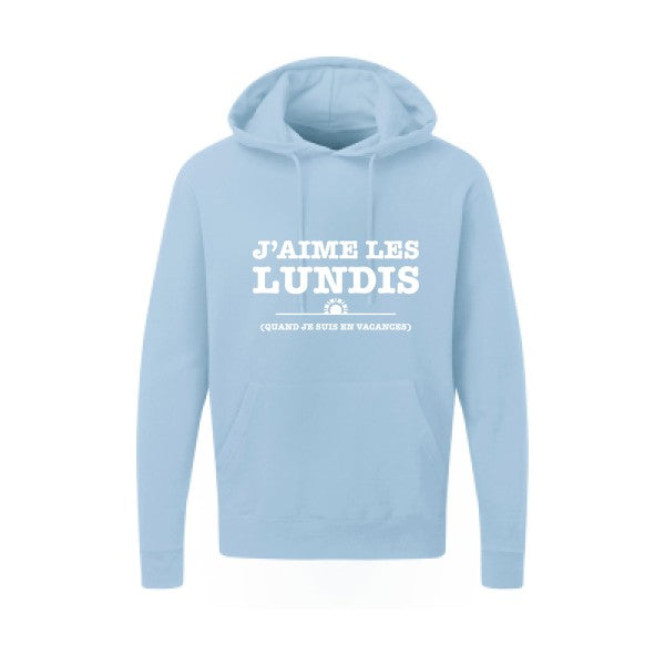 J'aime les lundis quand... Blanc |Sweat capuche imprimé homme