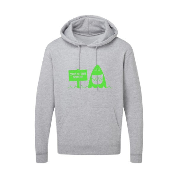 Cours de surf Vert fluo |Sweat capuche imprimé homme