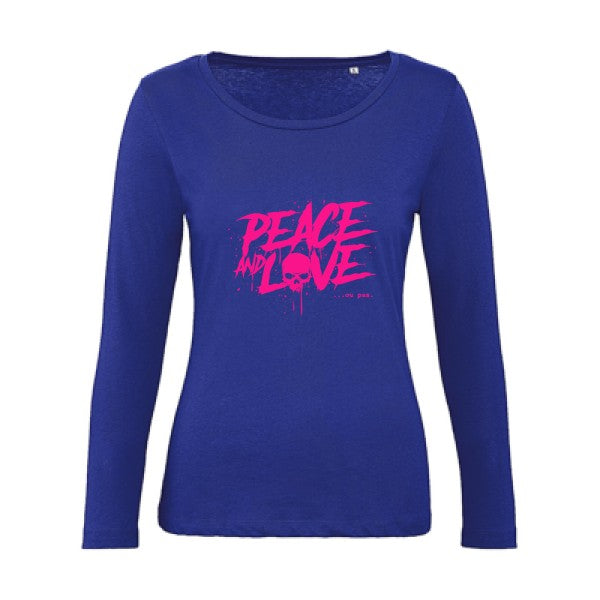 Peace or no peace Rose Fluo |   T shirt manches longues femme|100% bio