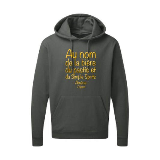 prière de l'apéro jaune Or |Sweat capuche imprimé homme