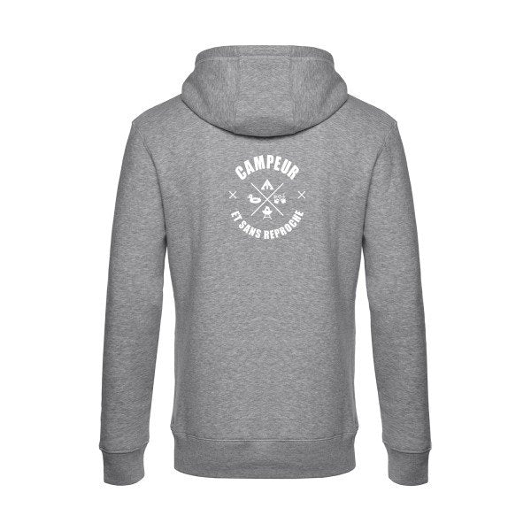 CAMPEUR... sweat shirt original Heather Grey flex Blanc impression Dos