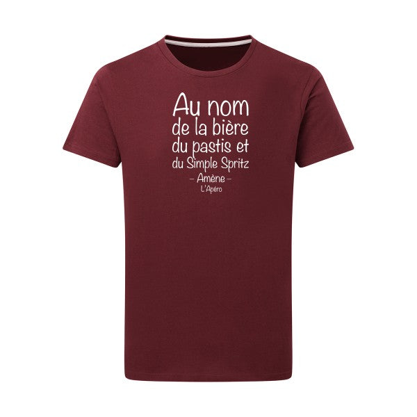 prière de l'apéro Blanc -Flex Blanc sur T-shirt SG  Burgundy  2XL