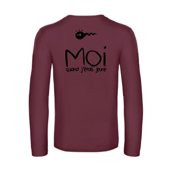 moi quand j etais jeune - t shirt- manches- longues- original- humour- Burgundy impression Dos