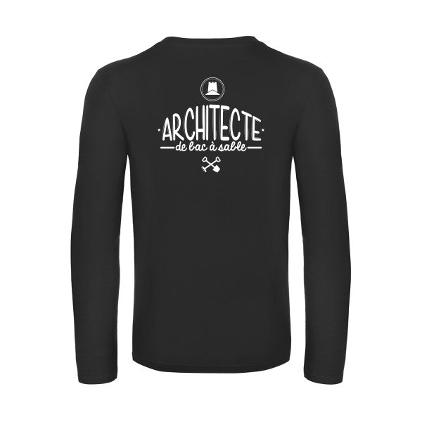 architecte de bac a sable - t shirt- manches- longues- original- humour- Black impression Dos