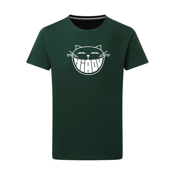 The smiling cat -Flex vert pomme sur T-shirt SG  Bottle Green  2XL