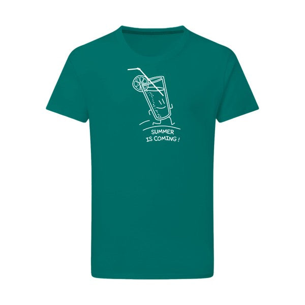 Summer is coming ! Blanc -Flex Blanc sur T-shirt SG  Emerald Green  2XL