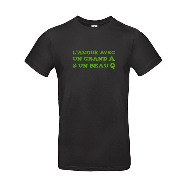 L'Amour avec un grand A et un beau Q ! flex Vert pomme B&C - E190 T-shirt|Black||5XL