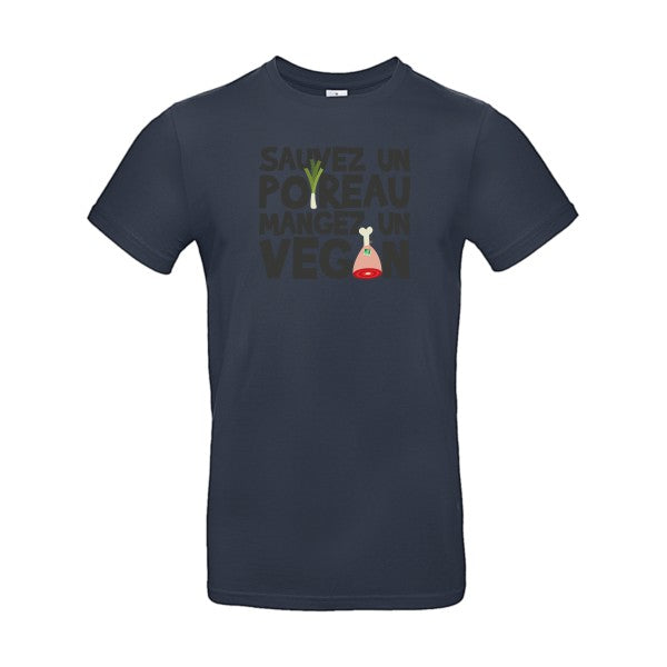 T-shirt humour original Vegan Poireau T Shirt couleur Navy