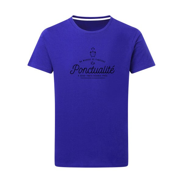 La Ponctualité noir -Flex noir sur T-shirt SG  Royal Blue  5XL