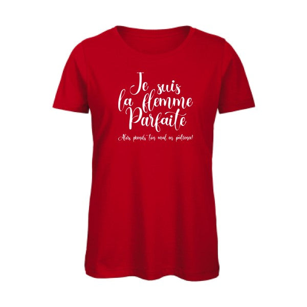 T shirt humour bio femme   femme bio|La flemme parfaite Blanc 