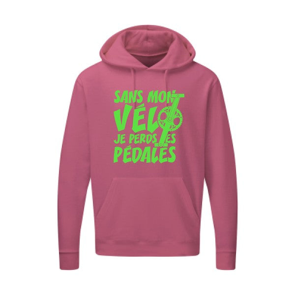 Sans mon vélo, je perds les pédales ! |Sweat  capuche humoristique Vert fluo 