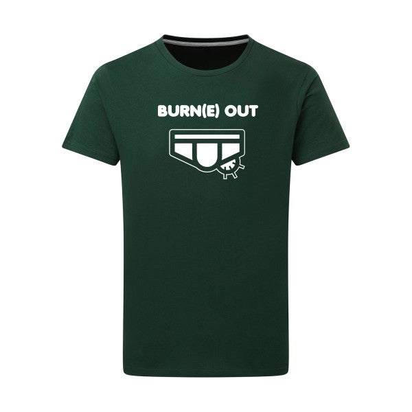 Burn(e) Out Blanc -Flex Blanc sur T-shirt SG  Bottle Green  2XL